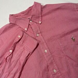 Polo Ralph Lauren Men Shirt XL Classic Fit Pink Chambray Oxford Button Down Pony